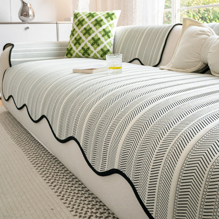 Stornfield | Aurivelle Herringbone Scallop Edge Sofa Cover