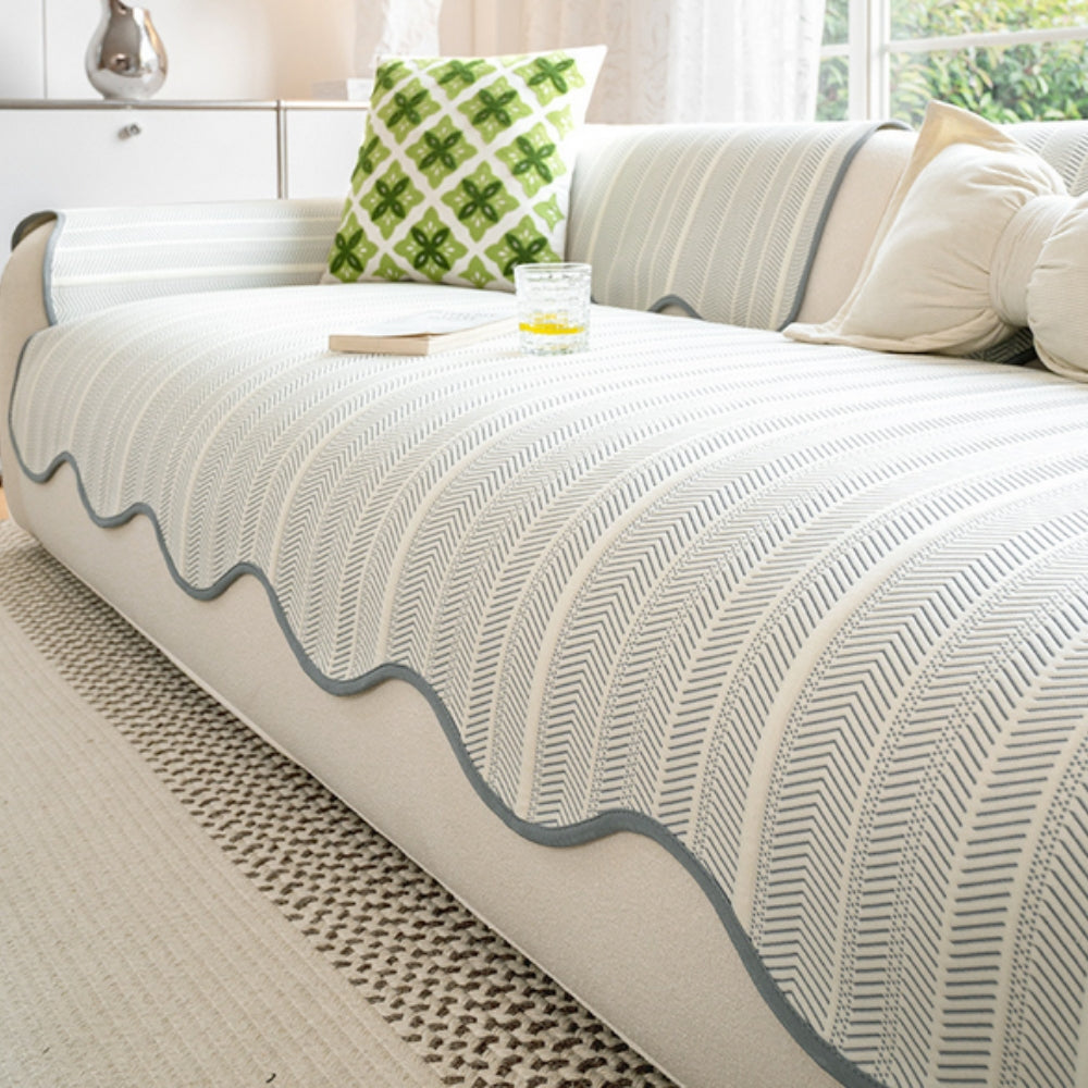 Stornfield | Aurivelle Herringbone Scallop Edge Sofa Cover