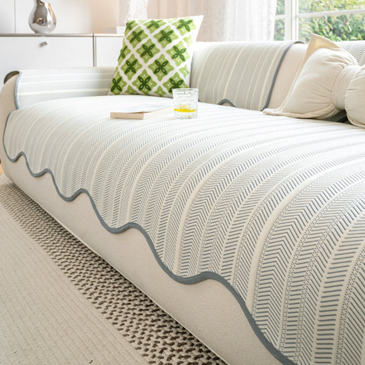 Stornfield | Aurivelle Herringbone Scallop Edge Sofa Cover