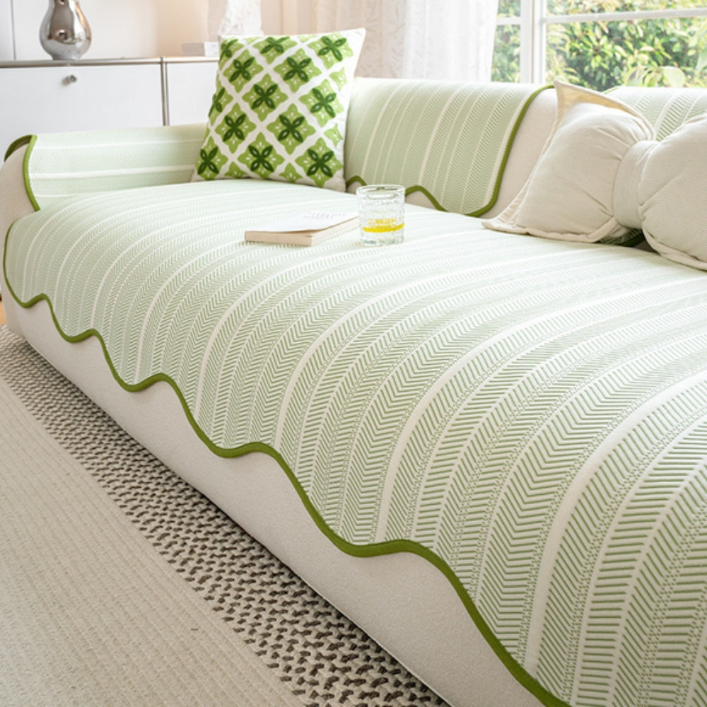 Stornfield | Aurivelle Herringbone Scallop Edge Sofa Cover