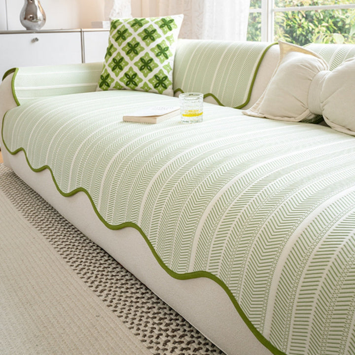 Stornfield | Aurivelle Herringbone Scallop Edge Sofa Cover