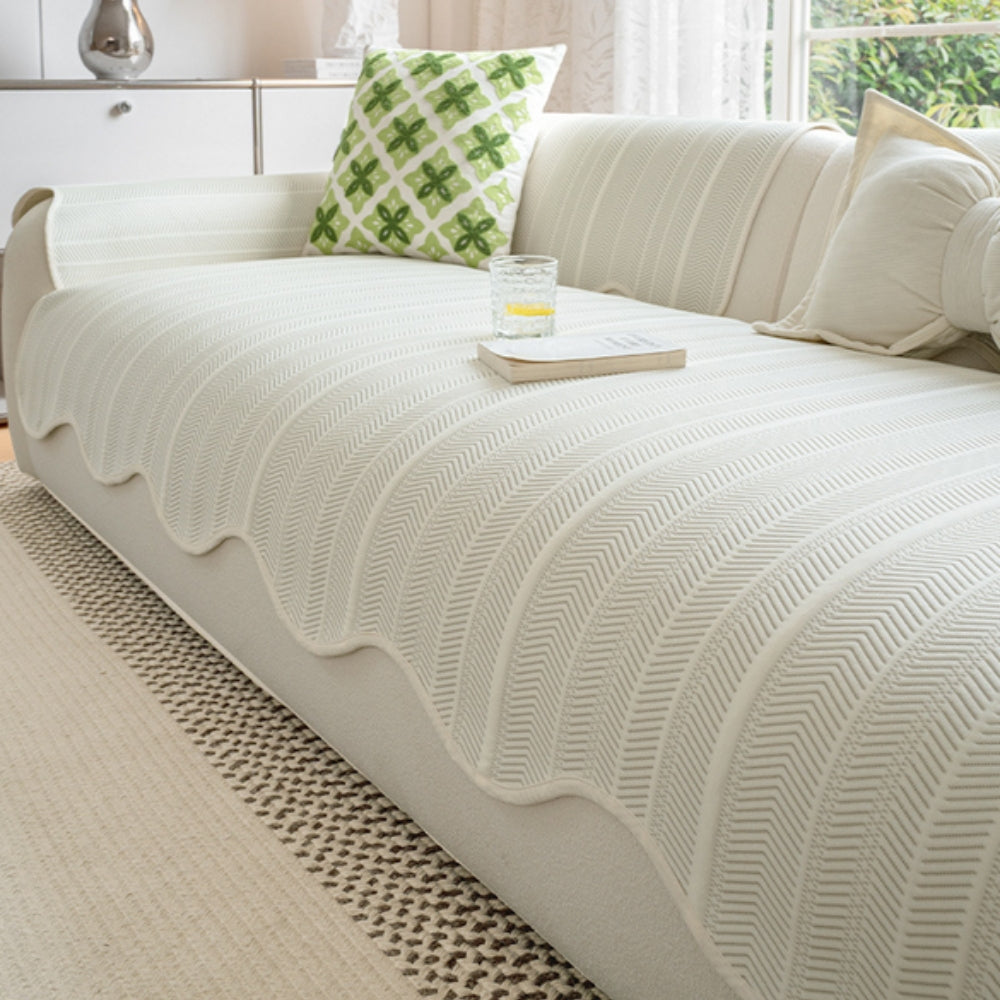Stornfield | Aurivelle Herringbone Scallop Edge Sofa Cover