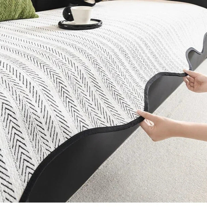 Stornfield | Aurivelle Herringbone Scallop Edge Sofa Cover