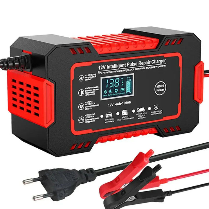 Stornfield | 12V 6A Smart Car Battery Charger | Pulse Repair, LCD Display & Fast Charging for AGM, Gel & Lead-Acid Batteries