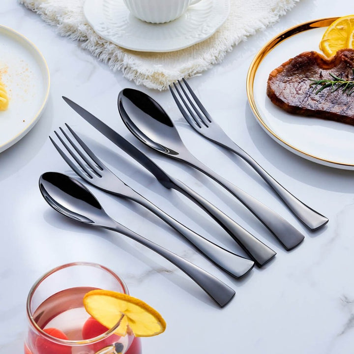 Stornfield | Elegant Black Stainless Steel Cutlery Set