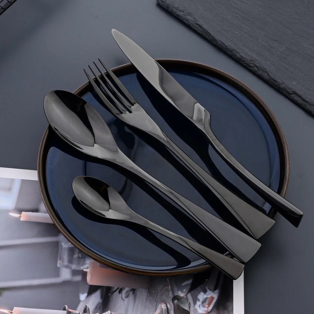 Stornfield | Elegant Black Stainless Steel Cutlery Set