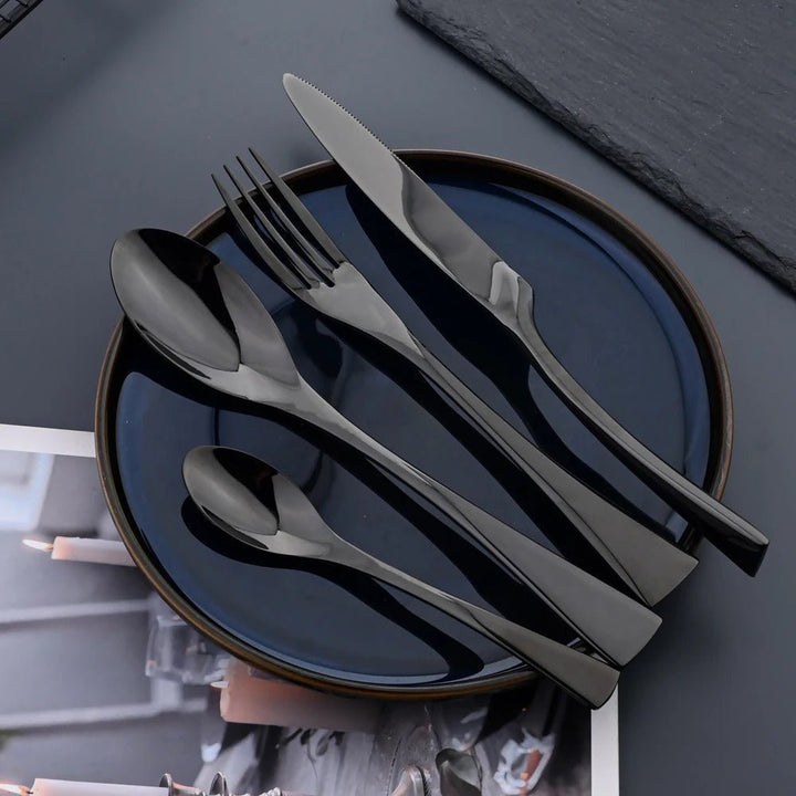 Stornfield | Elegant Black Stainless Steel Cutlery Set