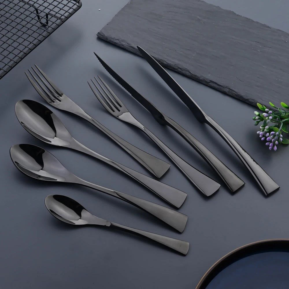 Stornfield | Elegant Black Stainless Steel Cutlery Set