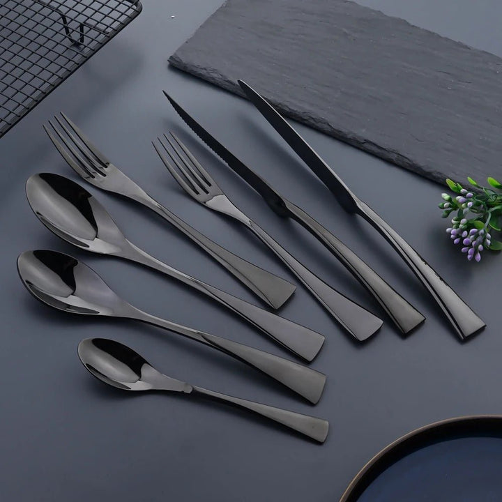 Stornfield | Elegant Black Stainless Steel Cutlery Set