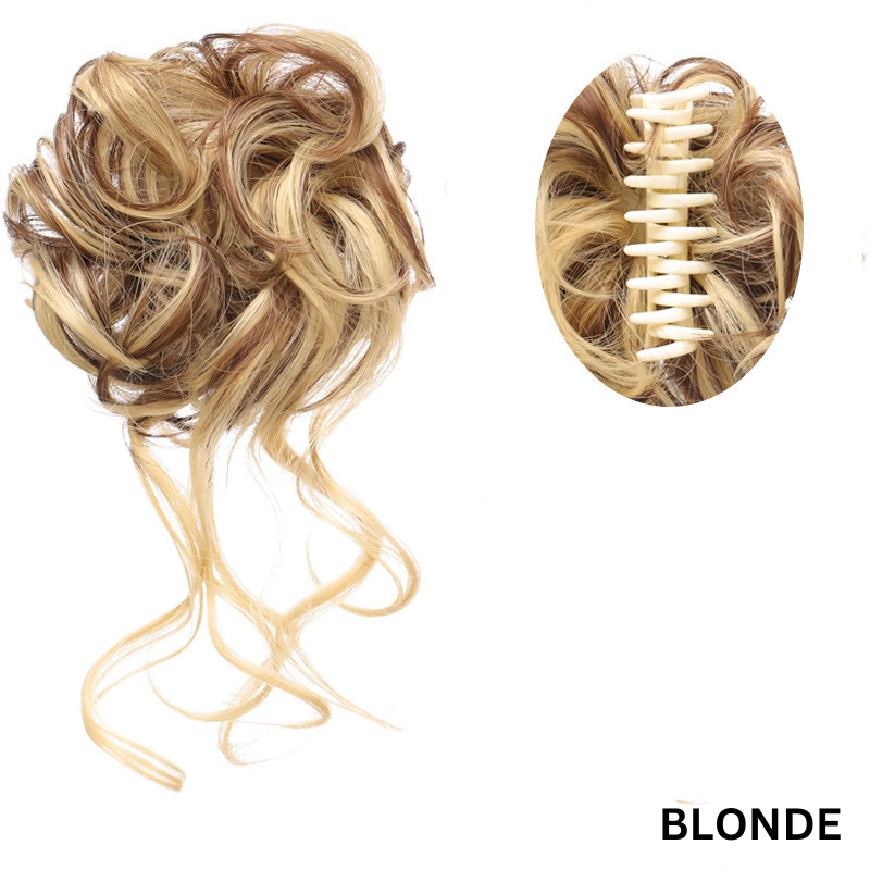 Messy Bun Hair Wavy Curly with Claw Clip Super Natural Look Stornfield