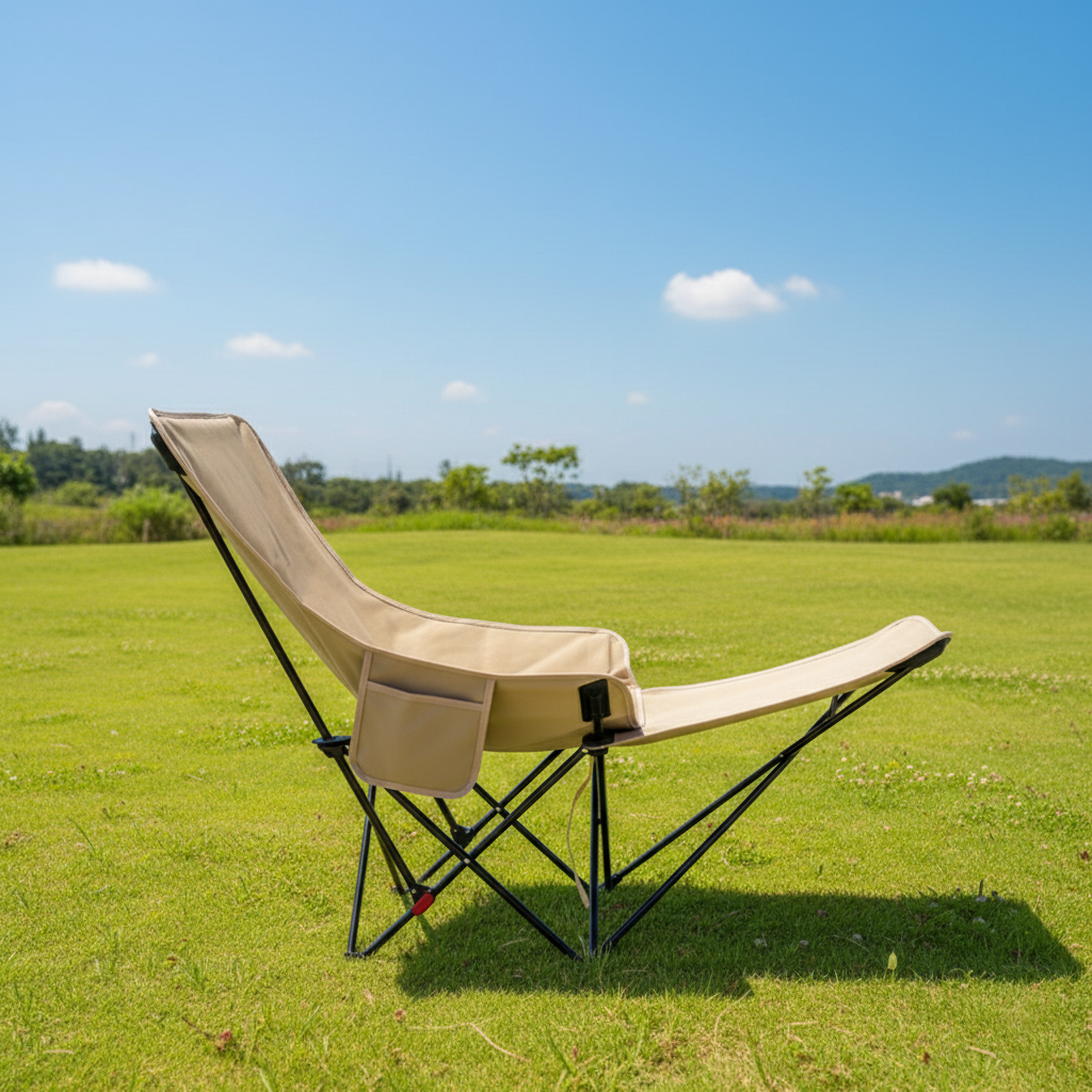 Contemporary Industrial Oxford Fabric Carbon Steel Foldable Camping Chair Backrest Footrest For Outdoor Patio | Stornfield