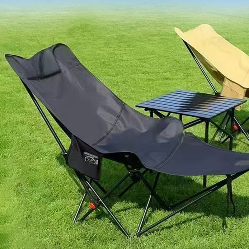Contemporary Industrial Oxford Fabric Carbon Steel Foldable Camping Chair Backrest Footrest For Outdoor Patio | Stornfield