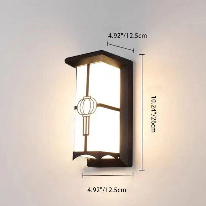 Traditional Chinese Rectangular Waterproof Aluminum Acrylic LED Wall Sconce Lamp For Outdoor Patios | Stornfield