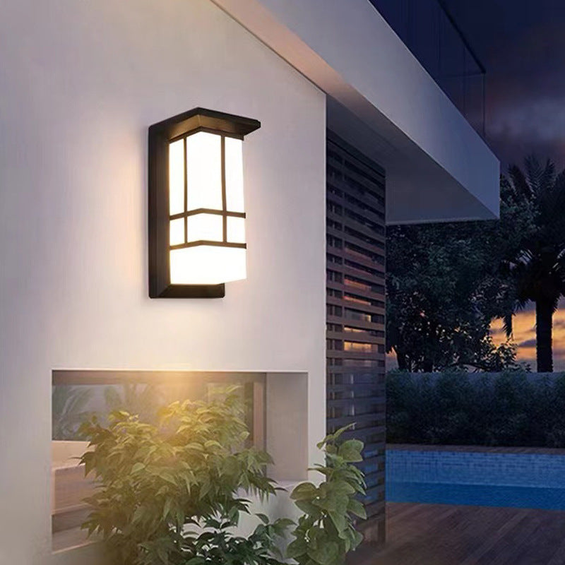 Traditional Chinese Rectangular Waterproof Aluminum Acrylic LED Wall Sconce Lamp For Outdoor Patios | Stornfield