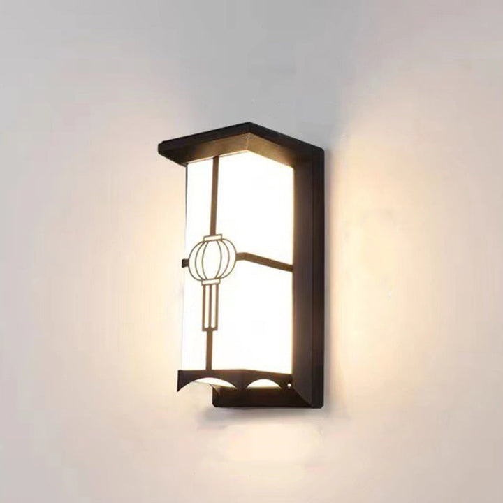 Traditional Chinese Rectangular Waterproof Aluminum Acrylic LED Wall Sconce Lamp For Outdoor Patios | Stornfield