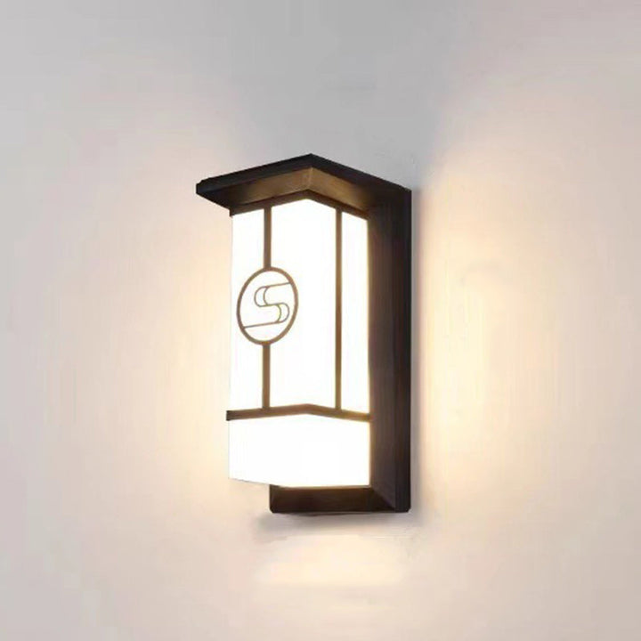 Traditional Chinese Rectangular Waterproof Aluminum Acrylic LED Wall Sconce Lamp For Outdoor Patios | Stornfield