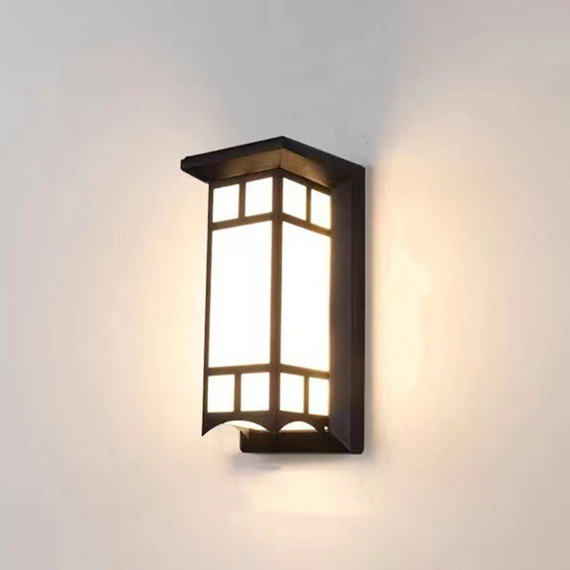 Traditional Chinese Rectangular Waterproof Aluminum Acrylic LED Wall Sconce Lamp For Outdoor Patios | Stornfield
