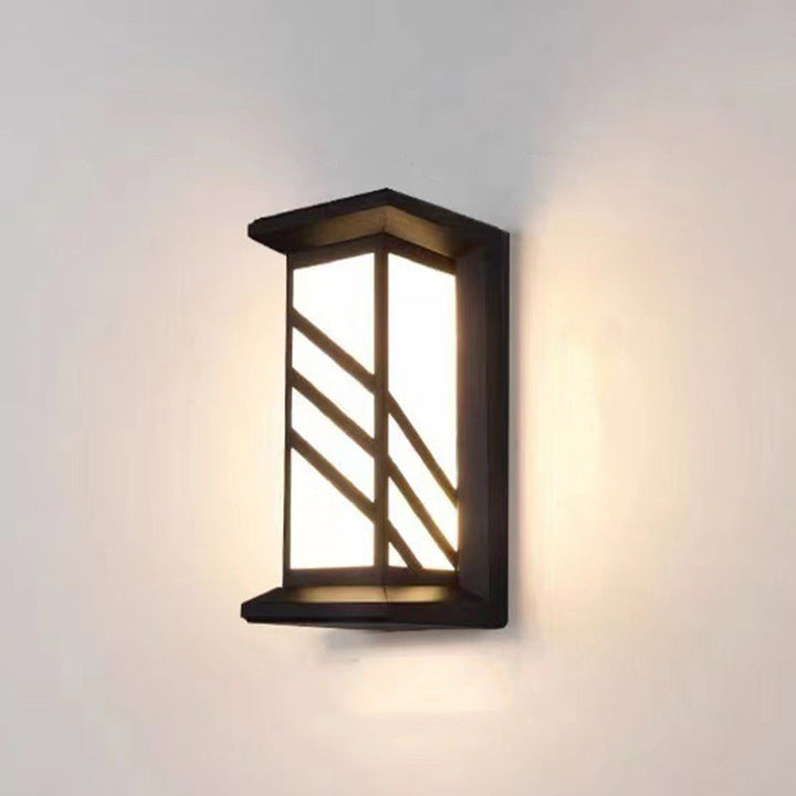 Traditional Chinese Rectangular Waterproof Aluminum Acrylic LED Wall Sconce Lamp For Outdoor Patios | Stornfield