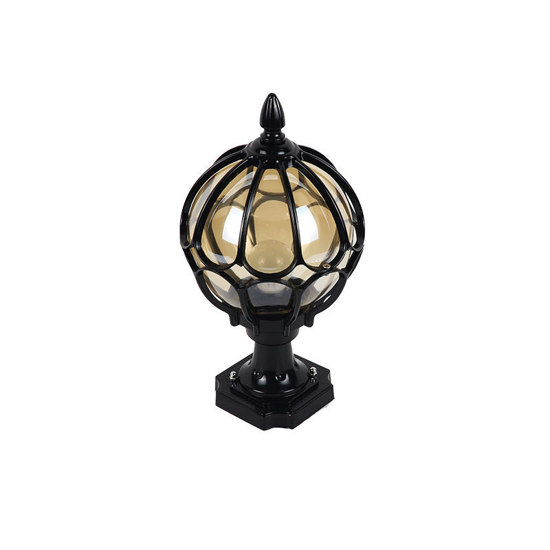 Contemporary Simplicity Round Waterproof Aluminum Glass 1 - Light Outdoor Post Light For Garden | Stornfield