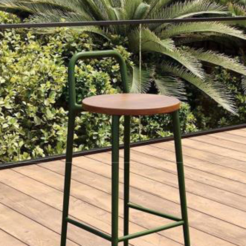 Contemporary Nordic Carbon Steel Solid Wood Rectangular Outdoor Bar Stool Backless For Outdoor | Stornfield