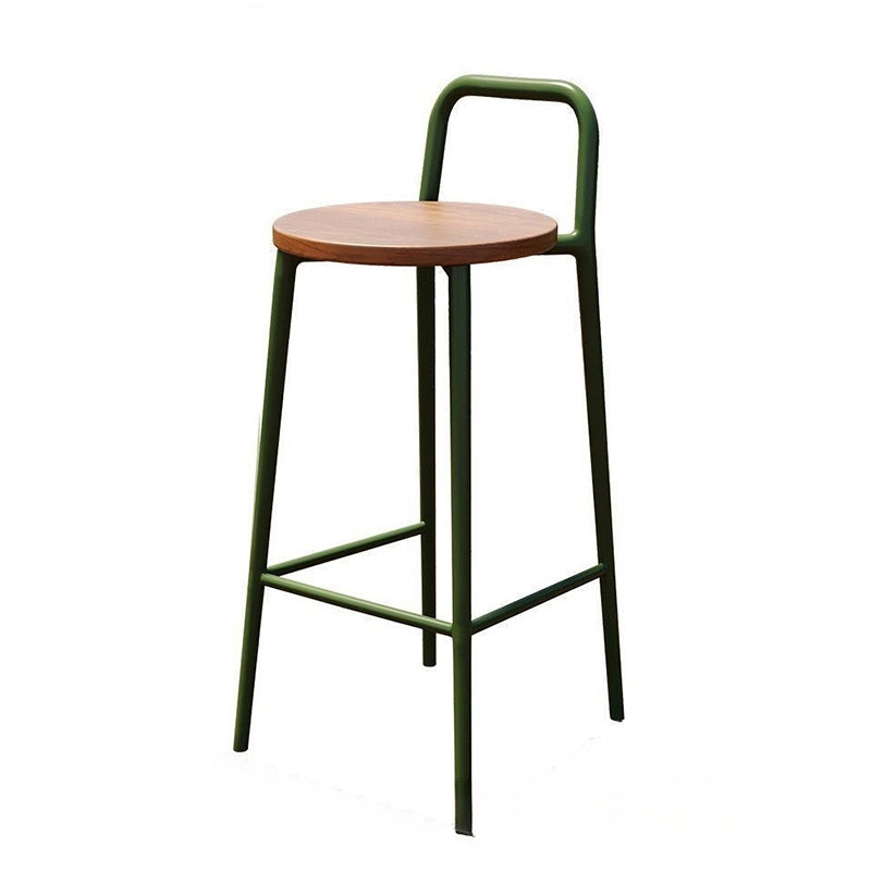 Contemporary Nordic Carbon Steel Solid Wood Rectangular Outdoor Bar Stool Backless For Outdoor | Stornfield