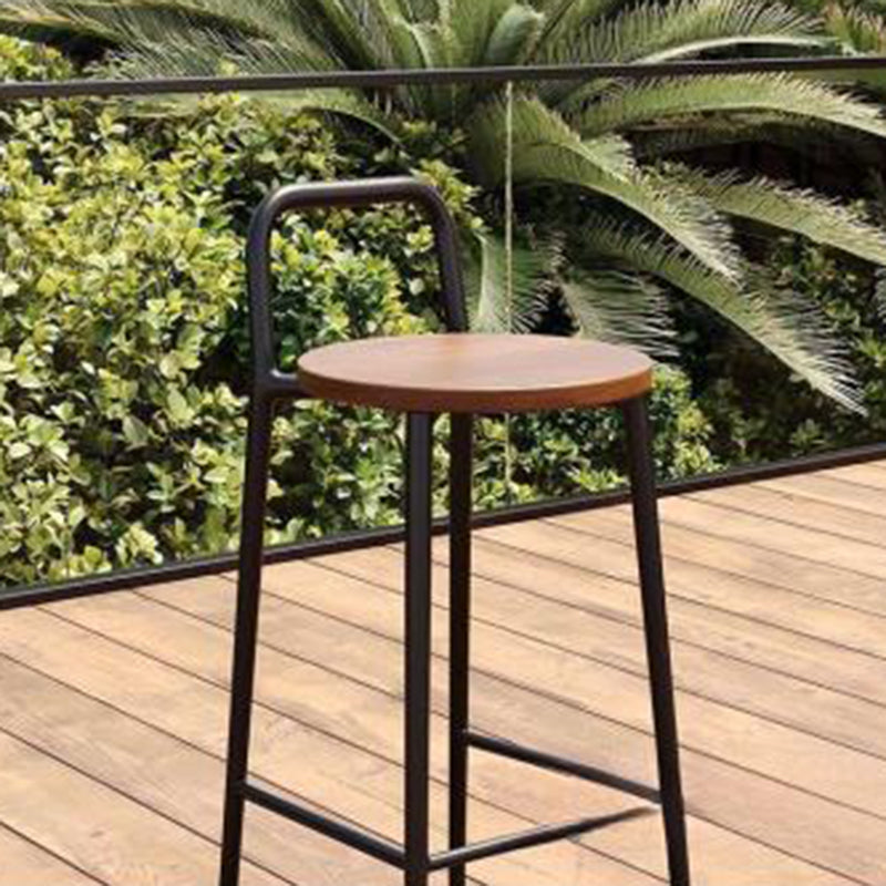 Contemporary Nordic Carbon Steel Solid Wood Rectangular Outdoor Bar Stool Backless For Outdoor | Stornfield