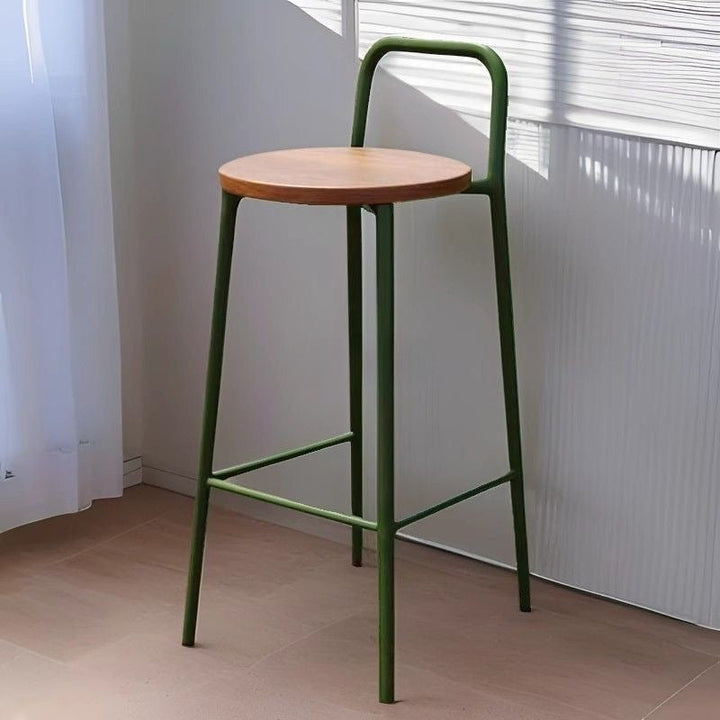 Contemporary Nordic Carbon Steel Solid Wood Rectangular Outdoor Bar Stool Backless For Outdoor | Stornfield