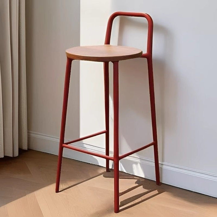 Contemporary Nordic Carbon Steel Solid Wood Rectangular Outdoor Bar Stool Backless For Outdoor | Stornfield
