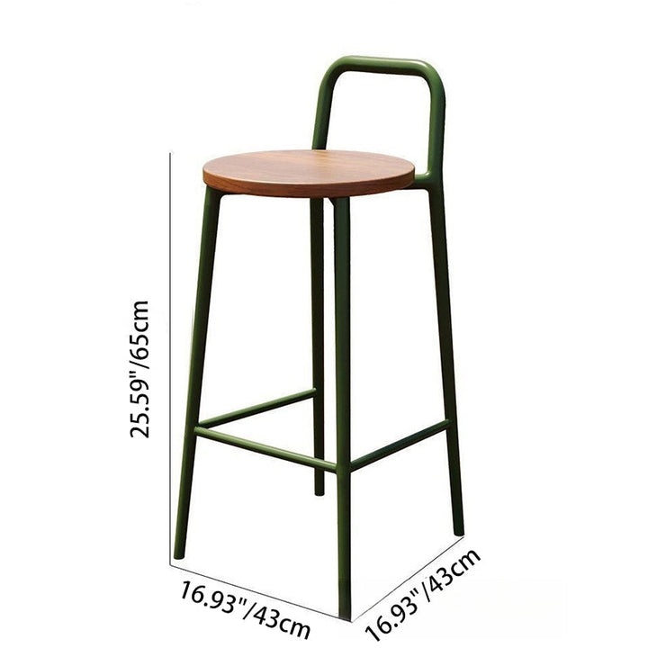 Contemporary Nordic Carbon Steel Solid Wood Rectangular Outdoor Bar Stool Backless For Outdoor | Stornfield