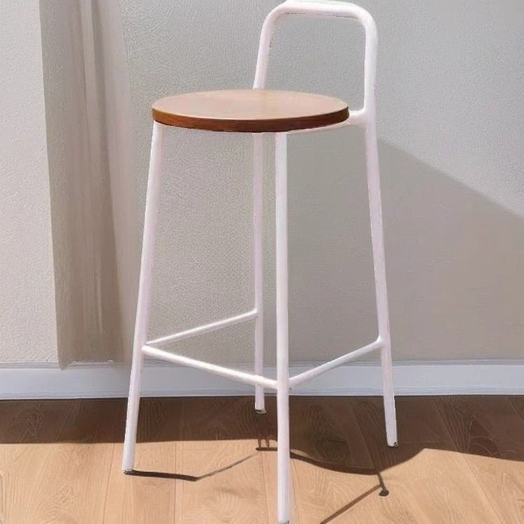 Contemporary Nordic Carbon Steel Solid Wood Rectangular Outdoor Bar Stool Backless For Outdoor | Stornfield