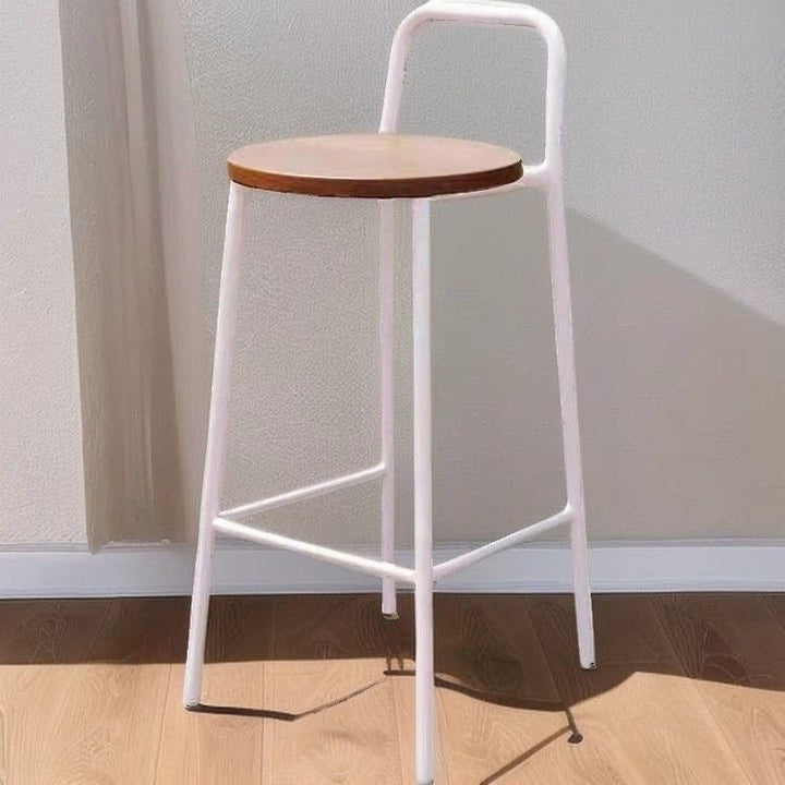 Contemporary Nordic Carbon Steel Solid Wood Rectangular Outdoor Bar Stool Backless For Outdoor | Stornfield