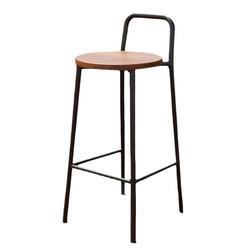 Contemporary Nordic Carbon Steel Solid Wood Rectangular Outdoor Bar Stool Backless For Outdoor | Stornfield