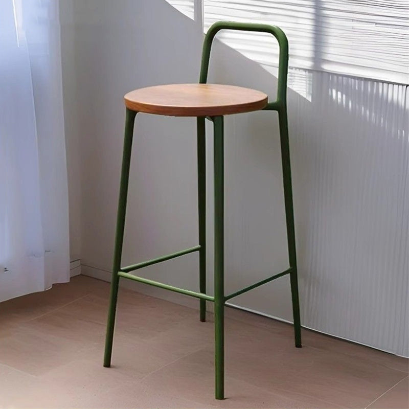 Contemporary Nordic Carbon Steel Solid Wood Rectangular Outdoor Bar Stool Backless For Outdoor | Stornfield