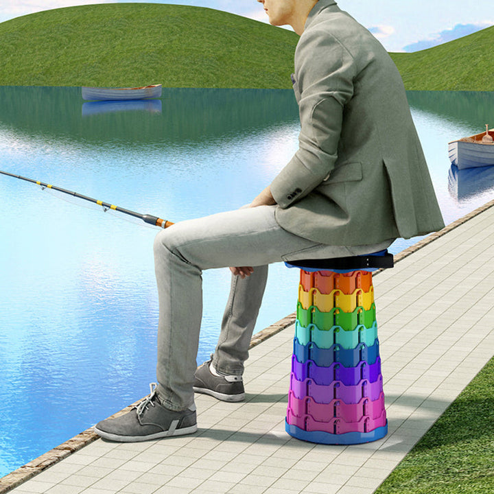 Modern Minimalist Cylindrical PP Extendable Folding Stool For Outdoor | Stornfield