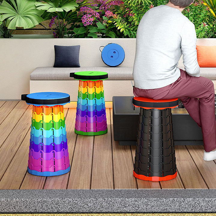 Modern Minimalist Cylindrical PP Extendable Folding Stool For Outdoor | Stornfield
