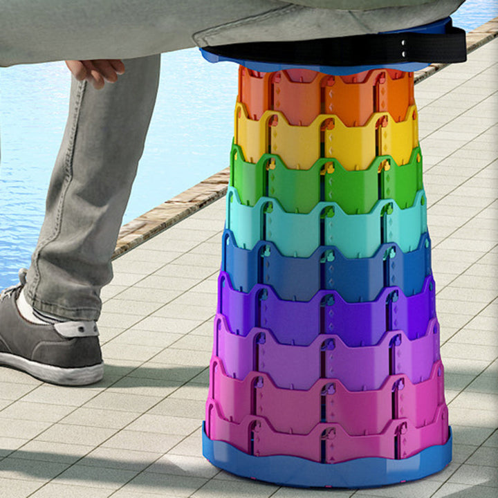 Modern Minimalist Cylindrical PP Extendable Folding Stool For Outdoor | Stornfield