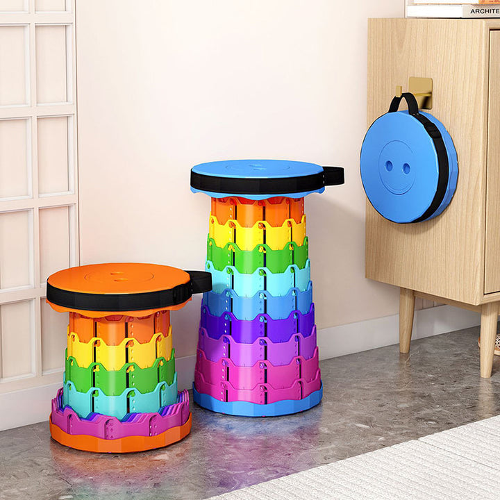 Modern Minimalist Cylindrical PP Extendable Folding Stool For Outdoor | Stornfield