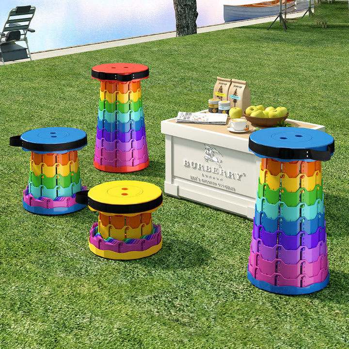 Modern Minimalist Cylindrical PP Extendable Folding Stool For Outdoor | Stornfield