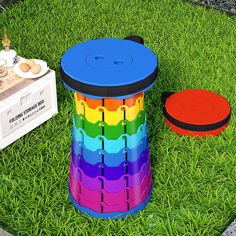 Modern Minimalist Cylindrical PP Extendable Folding Stool For Outdoor | Stornfield