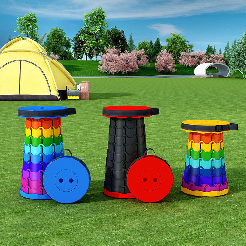 Modern Minimalist Cylindrical PP Extendable Folding Stool For Outdoor | Stornfield