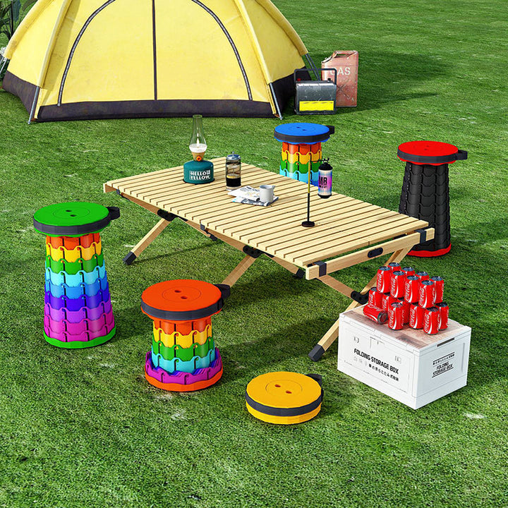 Modern Minimalist Cylindrical PP Extendable Folding Stool For Outdoor | Stornfield
