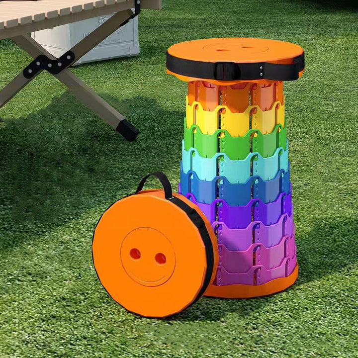 Modern Minimalist Cylindrical PP Extendable Folding Stool For Outdoor | Stornfield