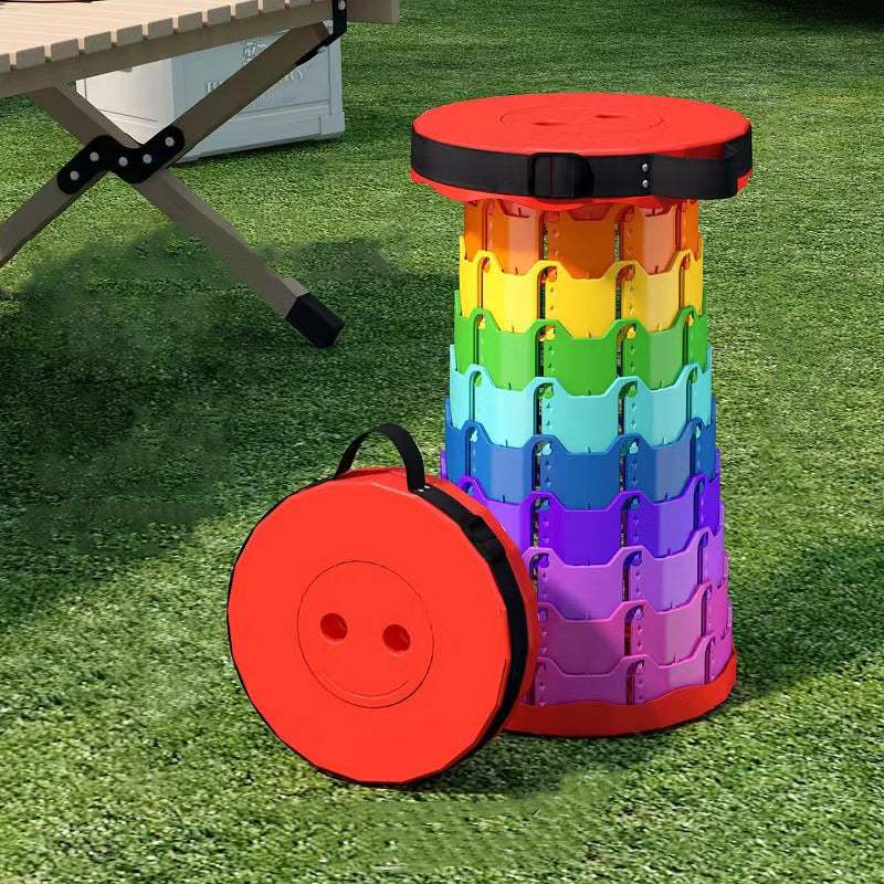 Modern Minimalist Cylindrical PP Extendable Folding Stool For Outdoor | Stornfield