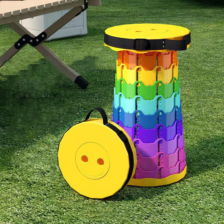 Modern Minimalist Cylindrical PP Extendable Folding Stool For Outdoor | Stornfield