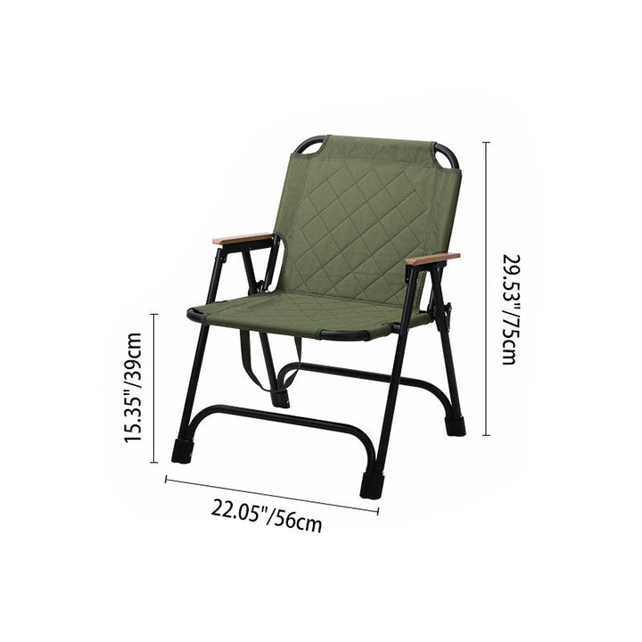 Modern Minimalist Rectangular Diamond-Pattern Carbon Steel Oxford Fabric Beech Wood Folding Camping Chair Backrest Armrest For Garden | Stornfield