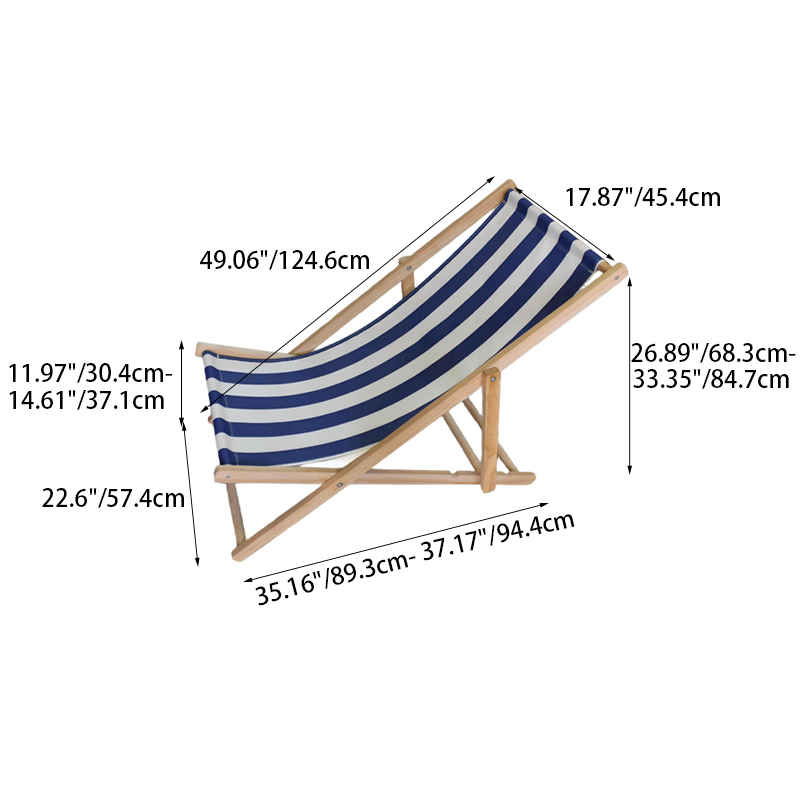 Modern Minimalist Rectangular Oxford Fabric Solid Pine Wood Outdoor Beach Chair Folding Recliner Backrest For Outdoor | Stornfield