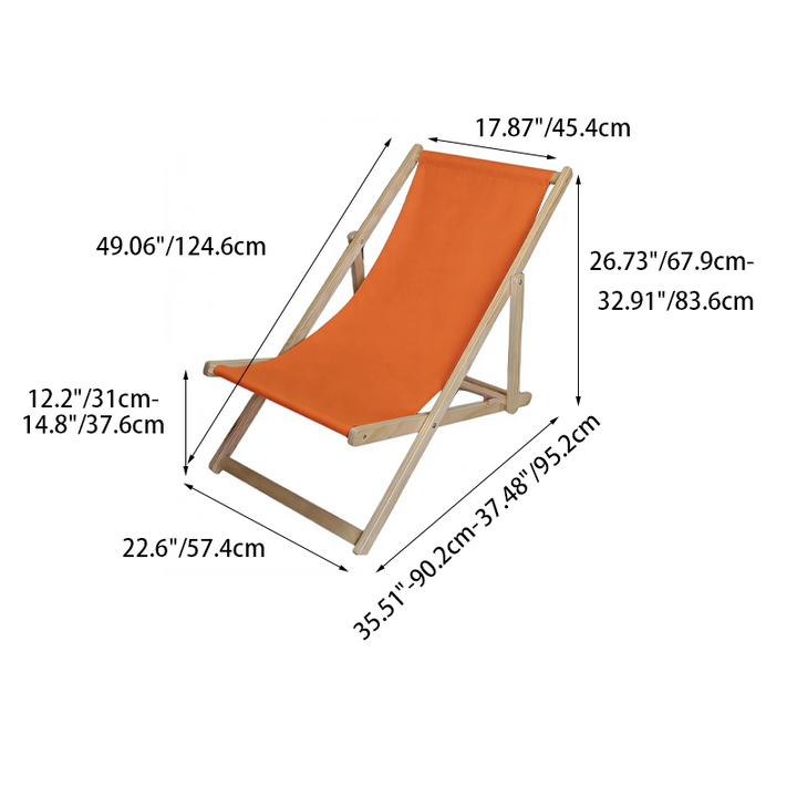 Modern Minimalist Rectangular Oxford Fabric Solid Pine Wood Outdoor Beach Chair Folding Recliner Backrest For Outdoor | Stornfield