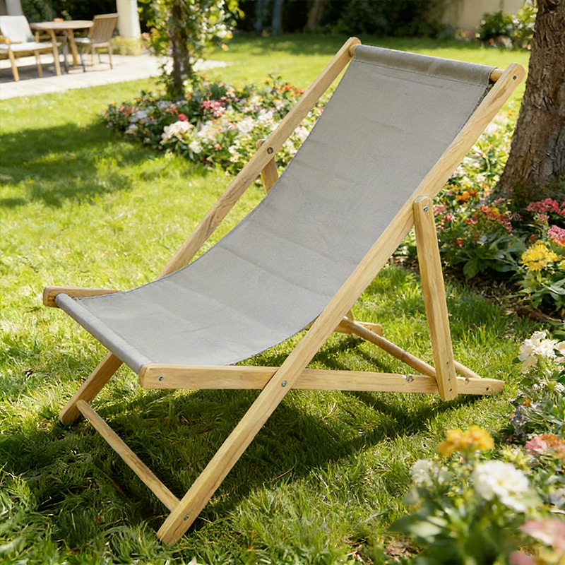 Modern Minimalist Rectangular Oxford Fabric Solid Pine Wood Outdoor Beach Chair Folding Recliner Backrest For Outdoor | Stornfield