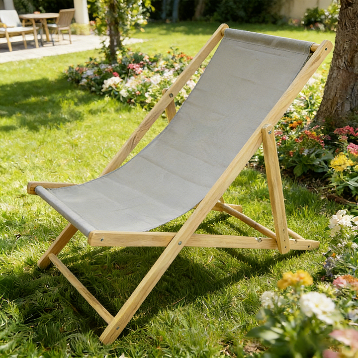 Modern Minimalist Rectangular Oxford Fabric Solid Pine Wood Outdoor Beach Chair Folding Recliner Backrest For Outdoor | Stornfield