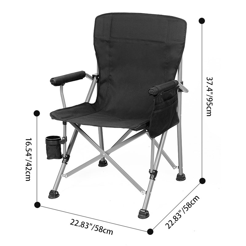 Modern Minimalist Square Carbon Steel Oxford Fabric Foldable Backrest Armrest Black Camping Chair For Outdoor | Stornfield